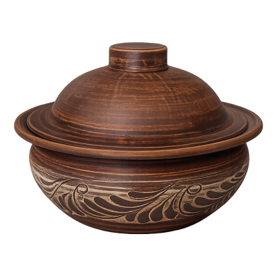 Керамический горшок 1,5  л с крышкой, 4 шт., Ангоб, из натуральной глины