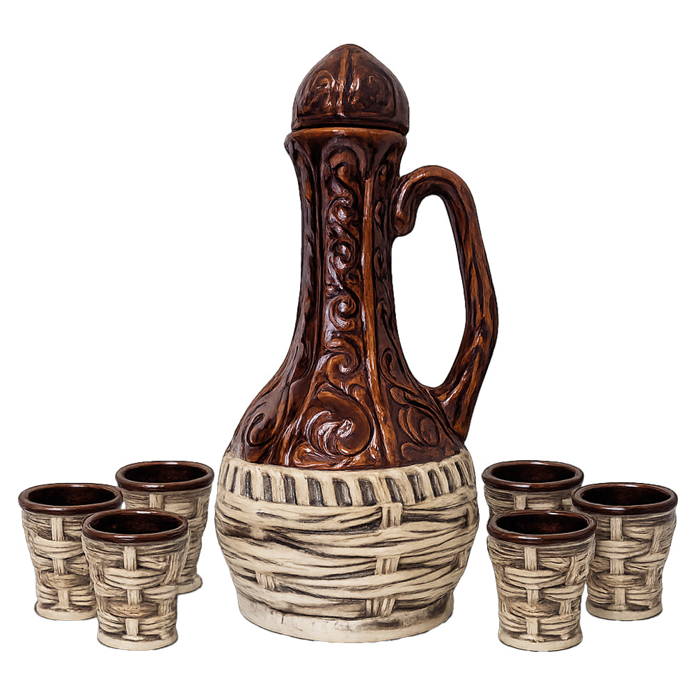 Керамический винный набор, графин 1  л + 6 бокалов