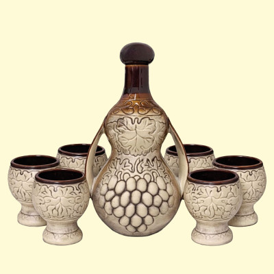 Керамический винный набор, графин 1  л + 6 бокалов