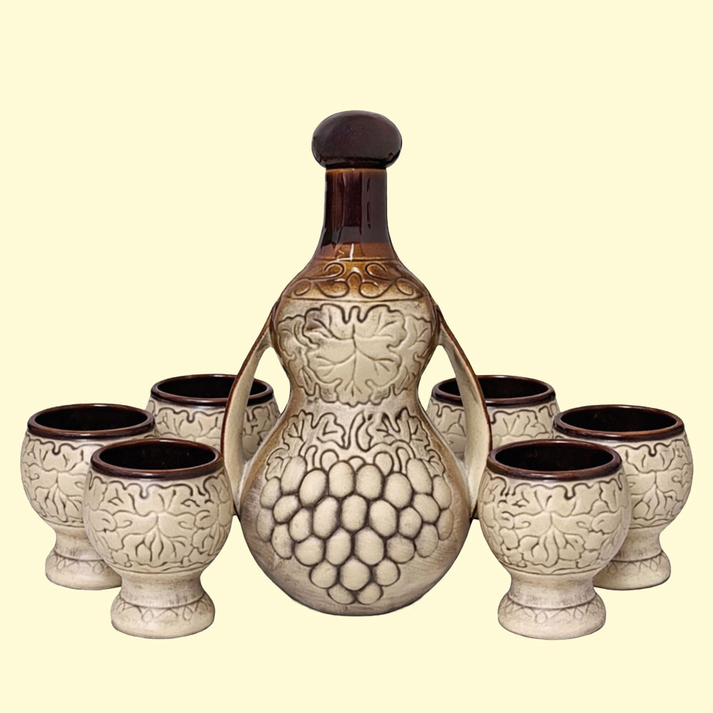 Керамический винный набор, графин 1  л + 6 бокалов