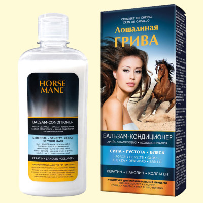 Pharma Group Лошадиная Грива — Бальзам-кондиц. для волос с кератином, ланолином и коллагеном, 350 мл