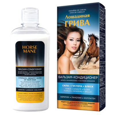 Pharma Group Лошадиная Грива — Бальзам-кондиц. для волос с кератином, ланолином и коллагеном, 350 мл