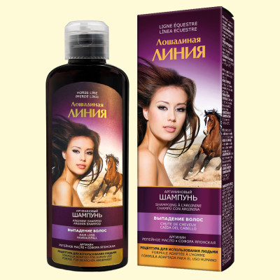 Pharma Group Лошадиная Линия — Аргининовый шампунь для волос склонных к выпадению, 200 мл