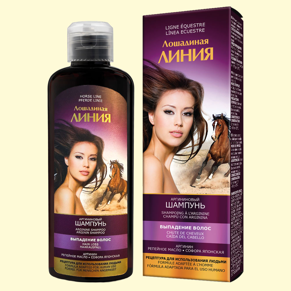 Pharma Group Лошадиная Линия — Аргининовый шампунь для волос склонных к выпадению, 200 мл