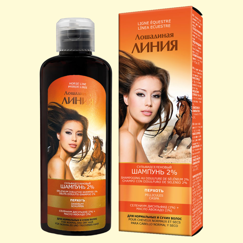 Сульсеновый шампунь против перхоти 2% для нормальных и сухих волос "Лошадиная линия", 200 мл
