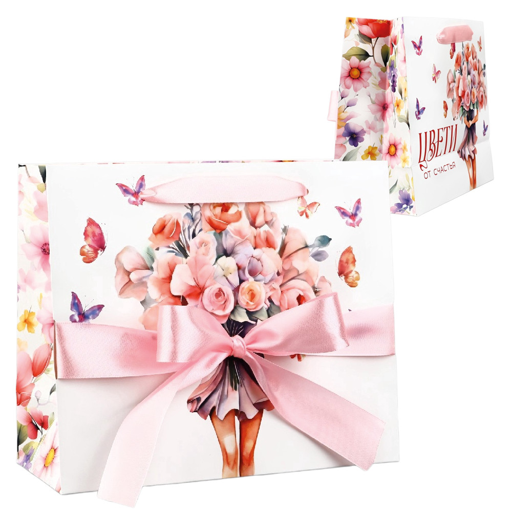 Пакет ламинированный с лентой Расцветай, 27 × 11,5 × 23 см