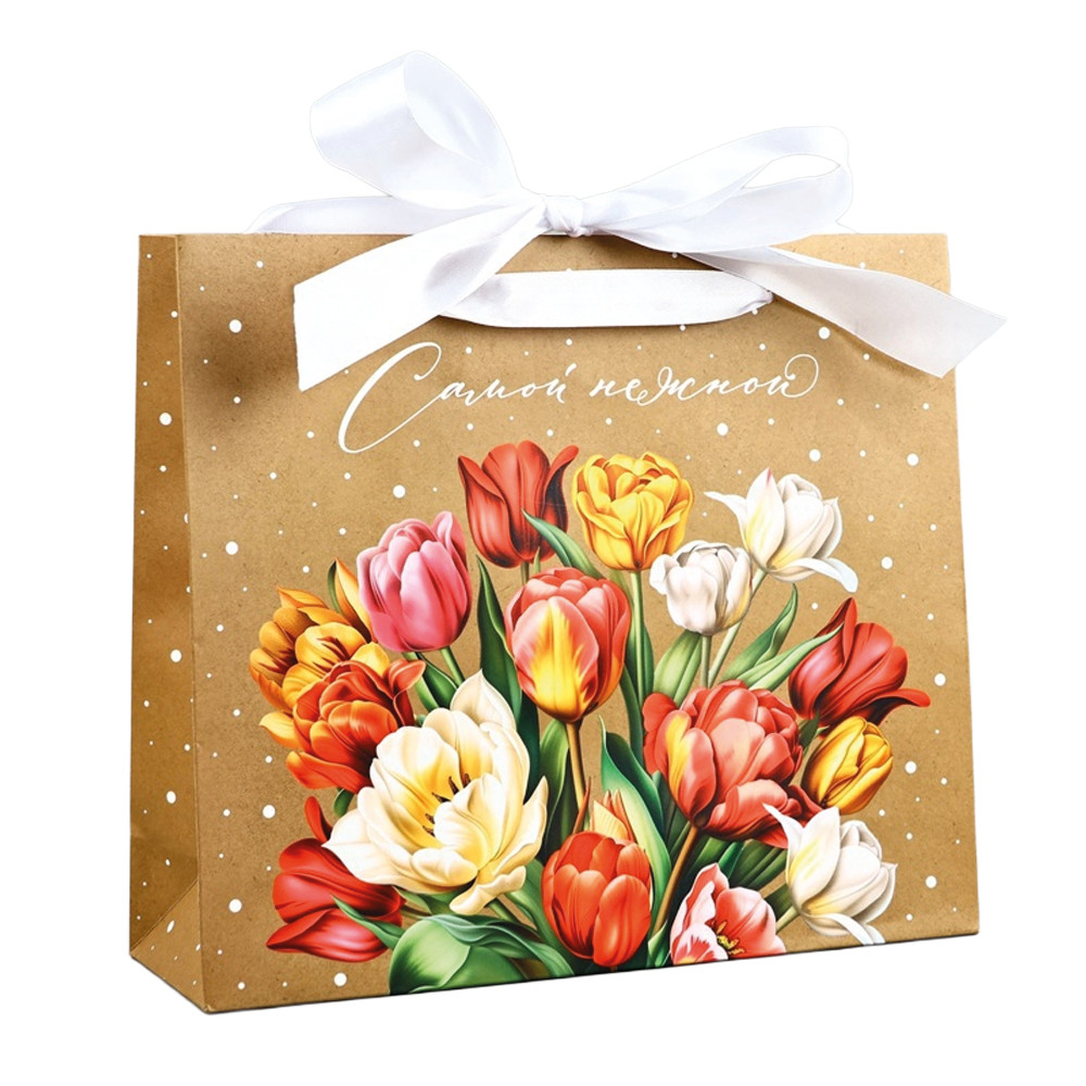 Пакет ламинированный с лентой Самой нежной, 30 × 9 × 26 см