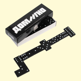 Домино Время игры, чёрное, 28 шт, 14,7 × 5 × 2,7 см, костяшка 3,7 × 0,5 × 1,9 см