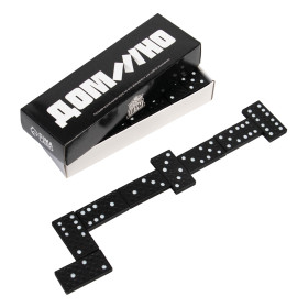 Домино Время игры, чёрное, 28 шт, 14,7 × 5 × 2,7 см, костяшка 3,7 × 0,5 × 1,9 см