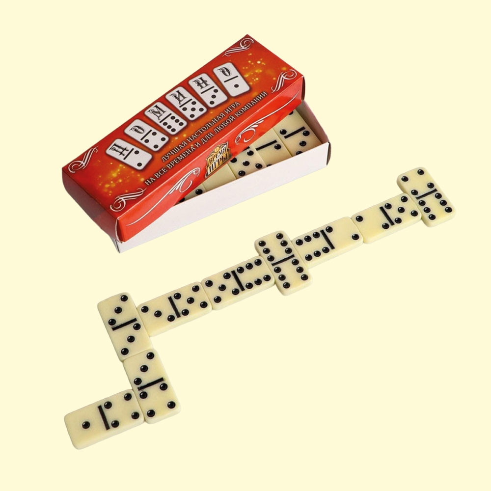 Домино Время игры, красное, 28 шт, 14,5 × 4,7 × 3,4 см, костяшка 4 × 0,5 × 2 см