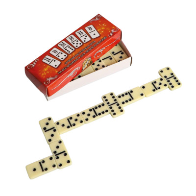 Домино Время игры, красное, 28 шт, 14,5 × 4,7 × 3,4 см, костяшка 4 × 0,5 × 2 см