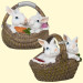 Копилка Два кролика в тёмной корзинке, 2 варианта, около 12,5 см