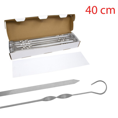 Шампуры 40 см, 50 шт, 10 мм ширина, нержавеющая сталь 1,5 мм