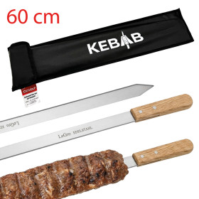 Набор шампуров для кебаба из нерж. стали с деревянной ручкой и чехлом из искусств.кожи, 6 шт (60 см)