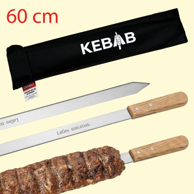 Набор шампуров для кебаба из нержавеющей стали с деревянной ручкой и текстильным чехлом,6 шт (60 см)