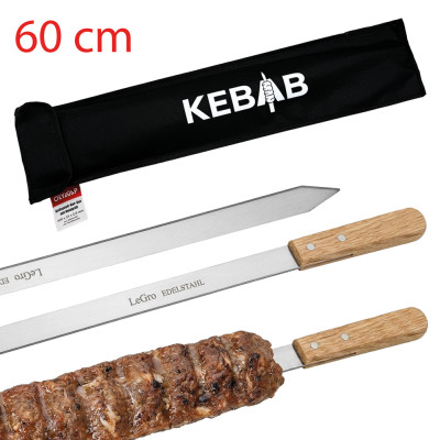 Набор шампуров для кебаба из нержавеющей стали с деревянной ручкой и текстильным чехлом,6 шт (60 см)