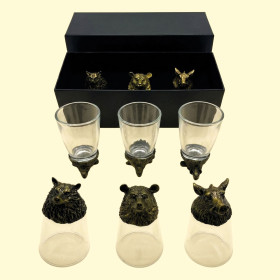 Подарочный набор Дикие животные, рюмки-перевёртыши 3 шт. по 30 мл (волк, кабан, медведь), бронза