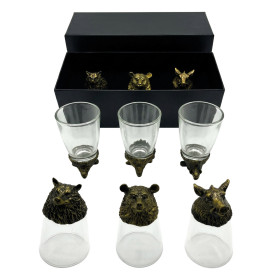 Подарочный набор Дикие животные, рюмки-перевёртыши 3 шт. по 30 мл (волк, кабан, медведь), бронза