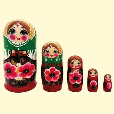 Матрёшка Зелёный платок M5, 18 см