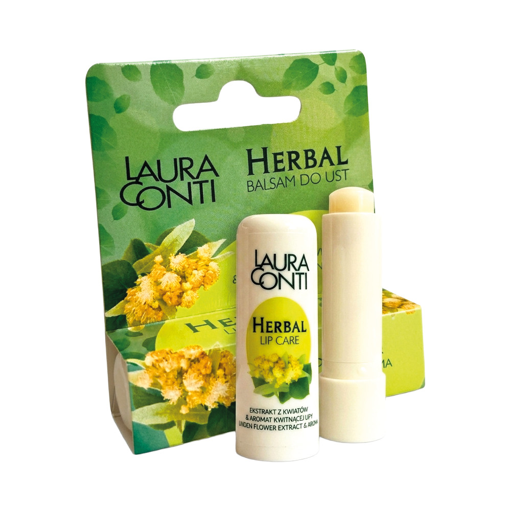 LAURA CONTI бальзам для губ с травами и экстрактом липового цвета, аромат липы, 4,8 г