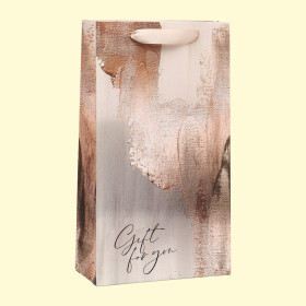 Пакет подарочный под две бутылки - Bronza, 35 × 20 × 9 см
