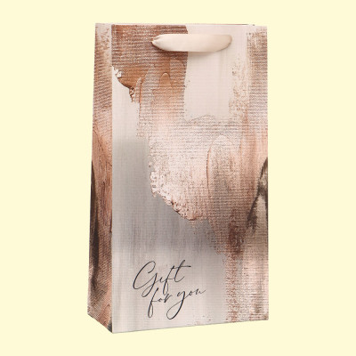 Пакет подарочный под две бутылки - Bronza, 35 × 20 × 9 см