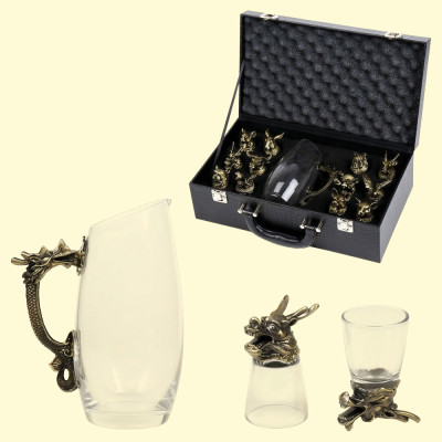 Подарочный набор рюмок-перевёртышей Китайский гороскоп на 12 персон, с графином 400 мл, рюмки 30 мл