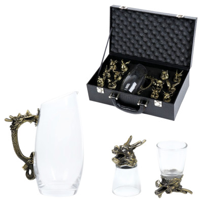 Подарочный набор рюмок-перевёртышей Китайский гороскоп на 12 персон, с графином 400 мл, рюмки 30 мл