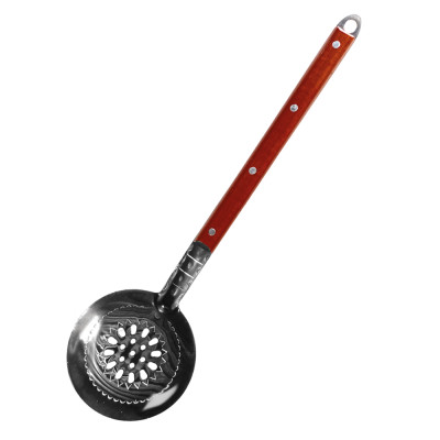 Шумовка из нержавеющей стали, с деревянной ручкой, 38 cм