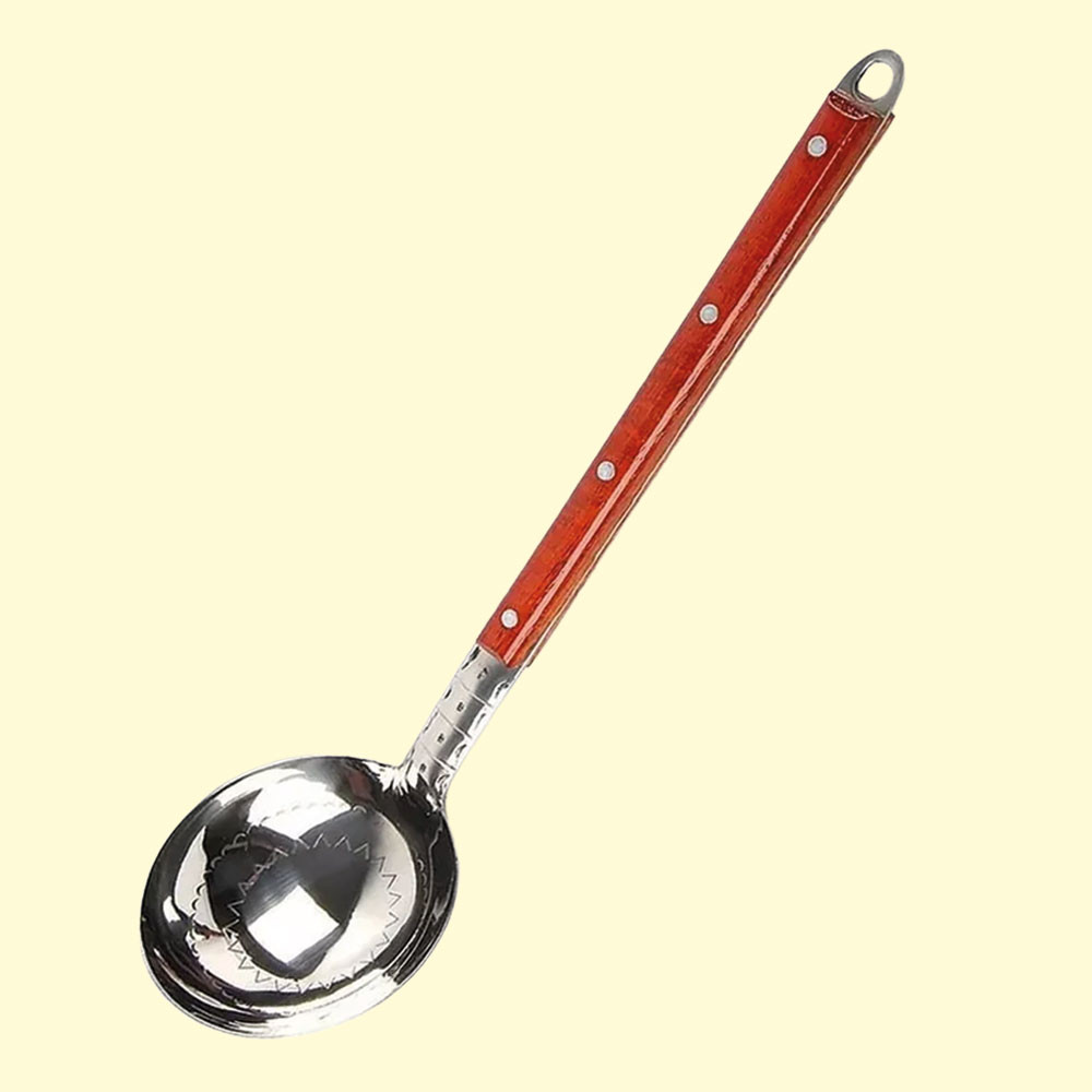 Половник из нержавеющей стали, с деревянной ручкой, 38 cм