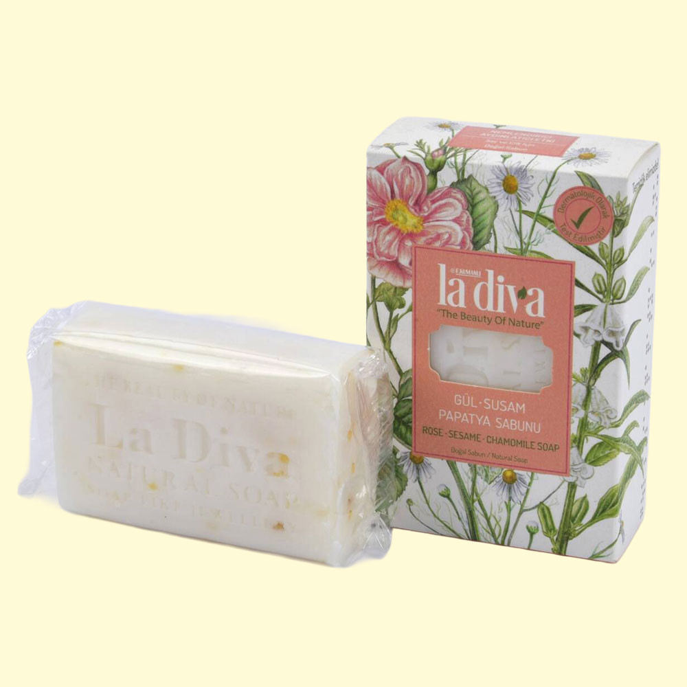 Натуральное мыло La Diva с розами, кунжутом и ромашкой, 100 г