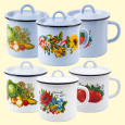 Emaillierter Becher mit Deckel, 1 L