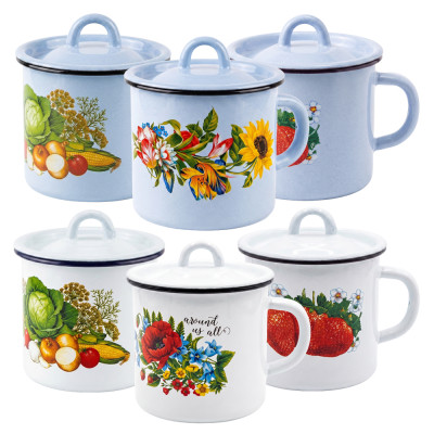 Эмалированная кружка с крышкой, 1 л