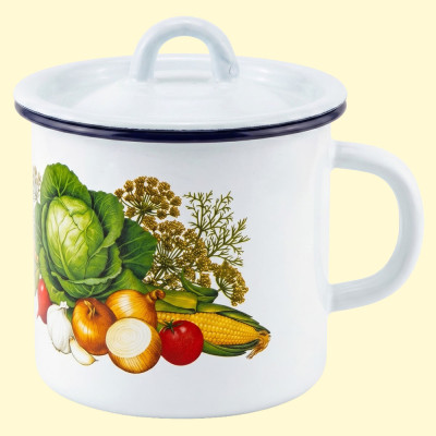 Эмалированная кружка с крышкой, 1 л
