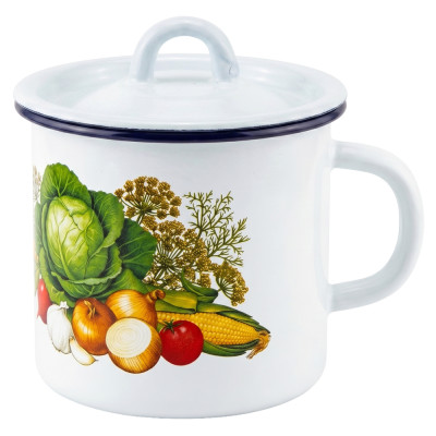 Эмалированная кружка с крышкой, 1 л