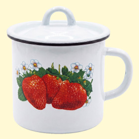 Эмалированная кружка с крышкой, 1 л