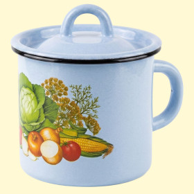 Эмалированная кружка с крышкой, 1 л