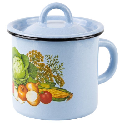 Эмалированная кружка с крышкой, 1 л