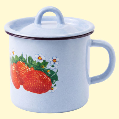 Эмалированная кружка с крышкой, 1 л